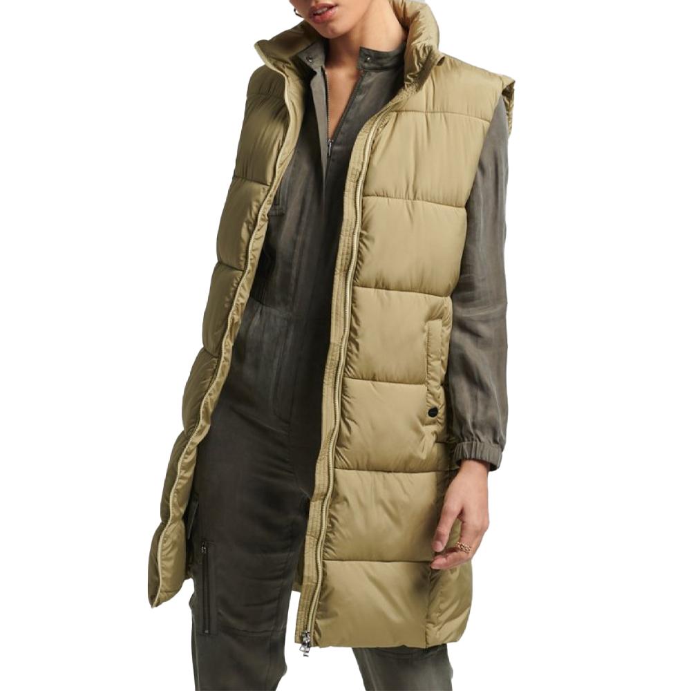Doudoune sans manche Kaki Femme Superdry Studios pas cher