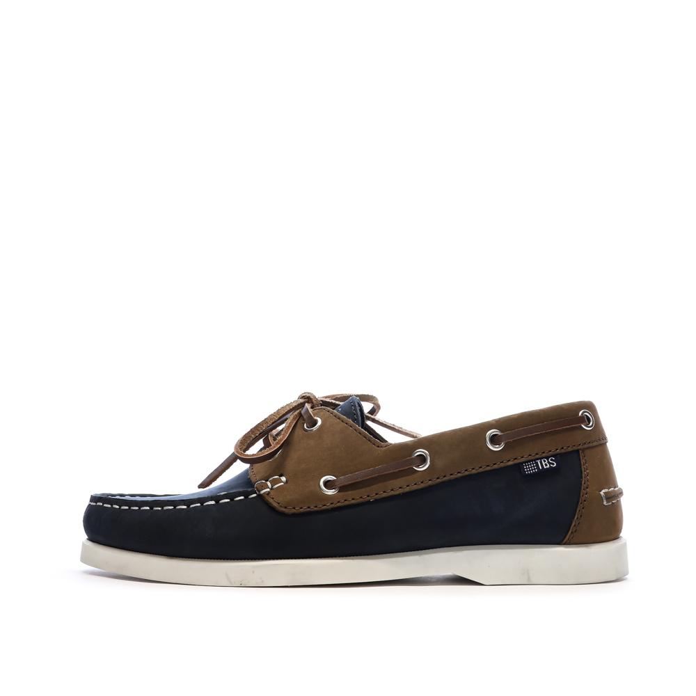 TBS Hellios Navy/Brown Boat Shoes affordable