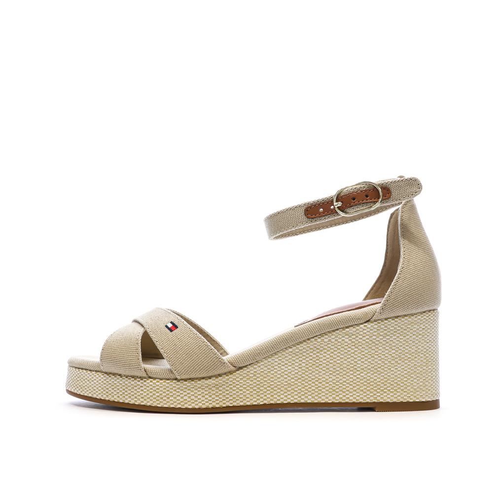 Sandales Beige Femme Tommy Hilfiger Flag Criss-cros pas cher