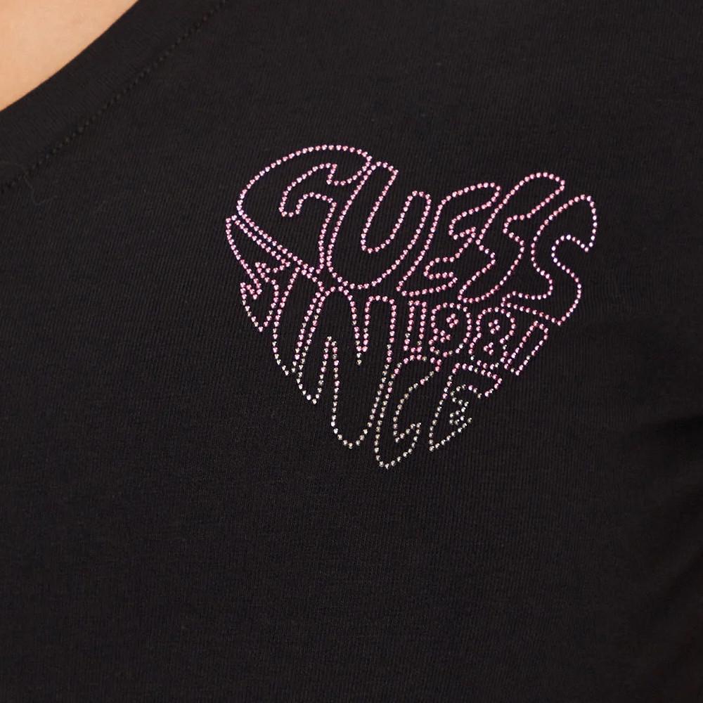 T-shirt Noir Femme Guess Mini Heart vue 3