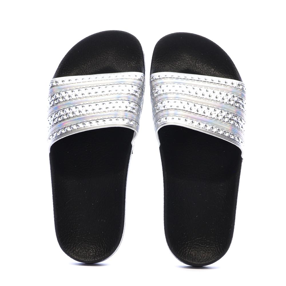 Claquettes Noires/Argent Femme Adidas Adilette vue 3