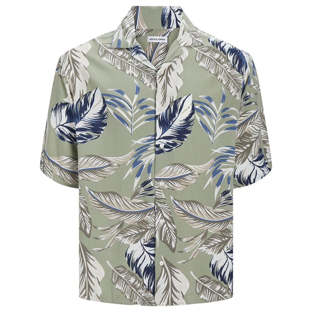 Chemisette Kaki/Marine Homme Jack & Jones Resort Floral pas cher