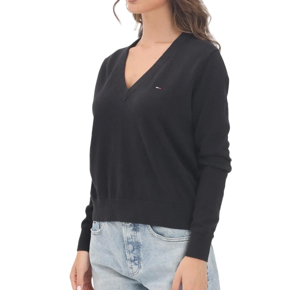 Pull Noir Femme Tommy Hilfiger Vneck pas cher