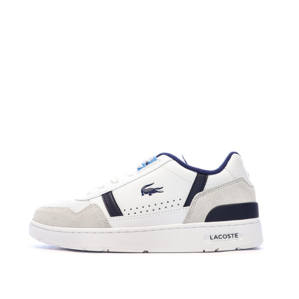 Baskets Blanches/Marine Homme Lacoste Court Sneakers T-clip pas cher