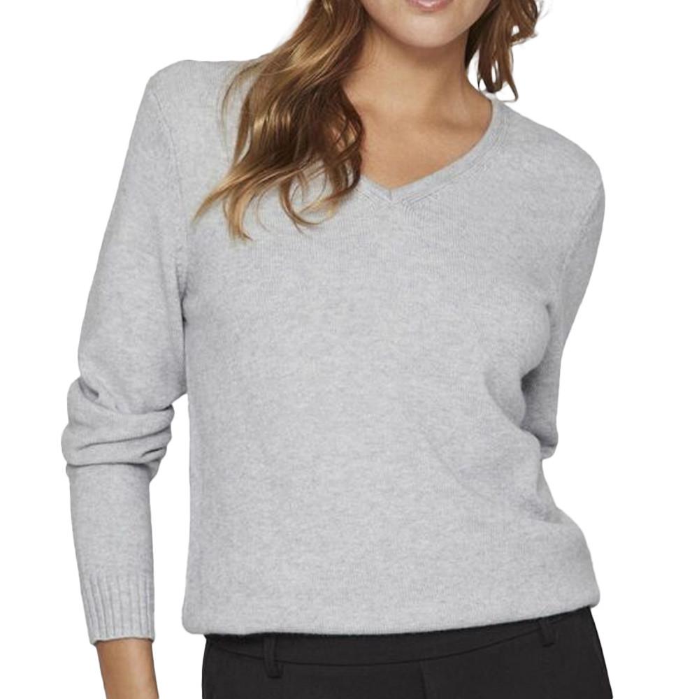 Pull Col V Gris Femme Vila 69 pas cher