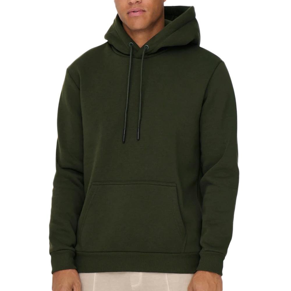Sweat capuche Kaki Homme Only & Sons Simon Reg pas cher