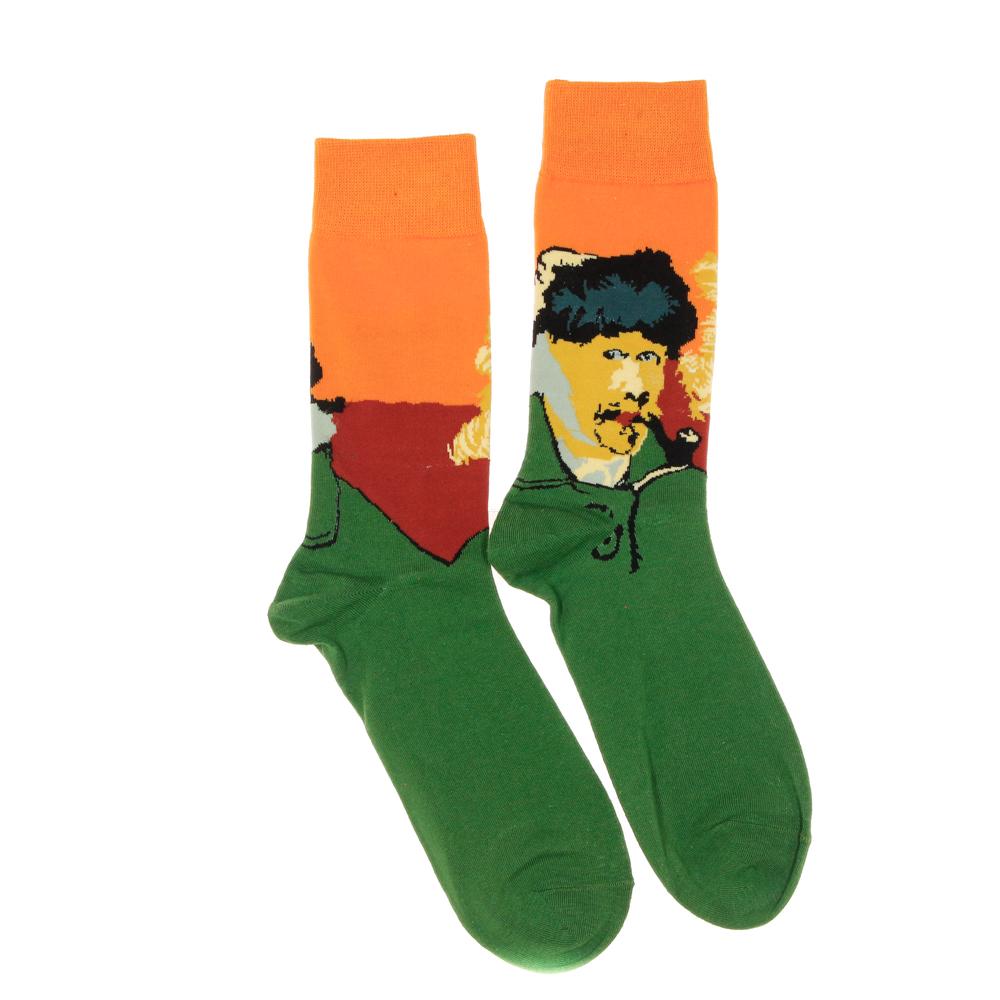Chaussettes Vert/Orange Mixte Stella Green Autoportrait Van Gogh pas cher
