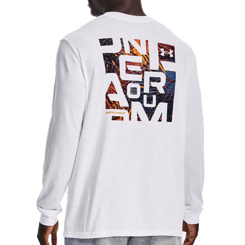 T-shirt Blanc Manches Longues Homme Under Armour Wordmark Print vue 2