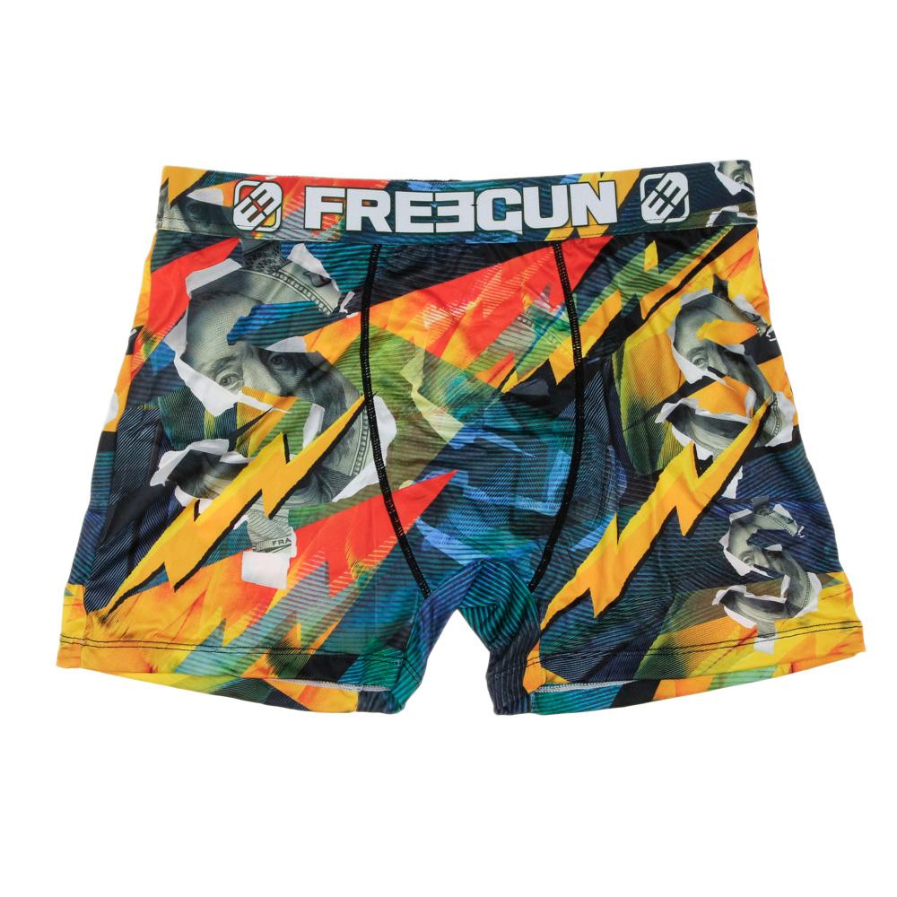 Boxer Noir/Bleu/Jaune à Imprimés Homme Freegun Vib pas cher
