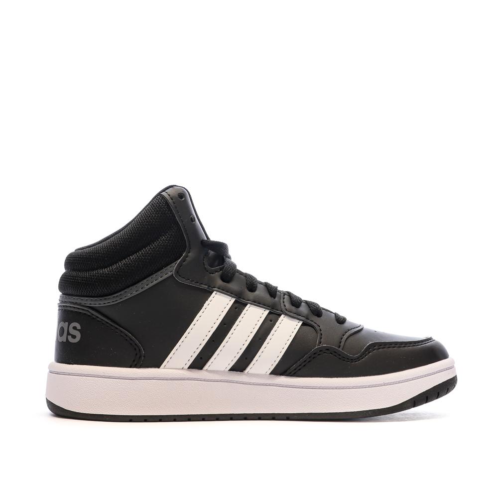Baskets Noir Garçon Adidas Hoops 3.0 Mid vue 2