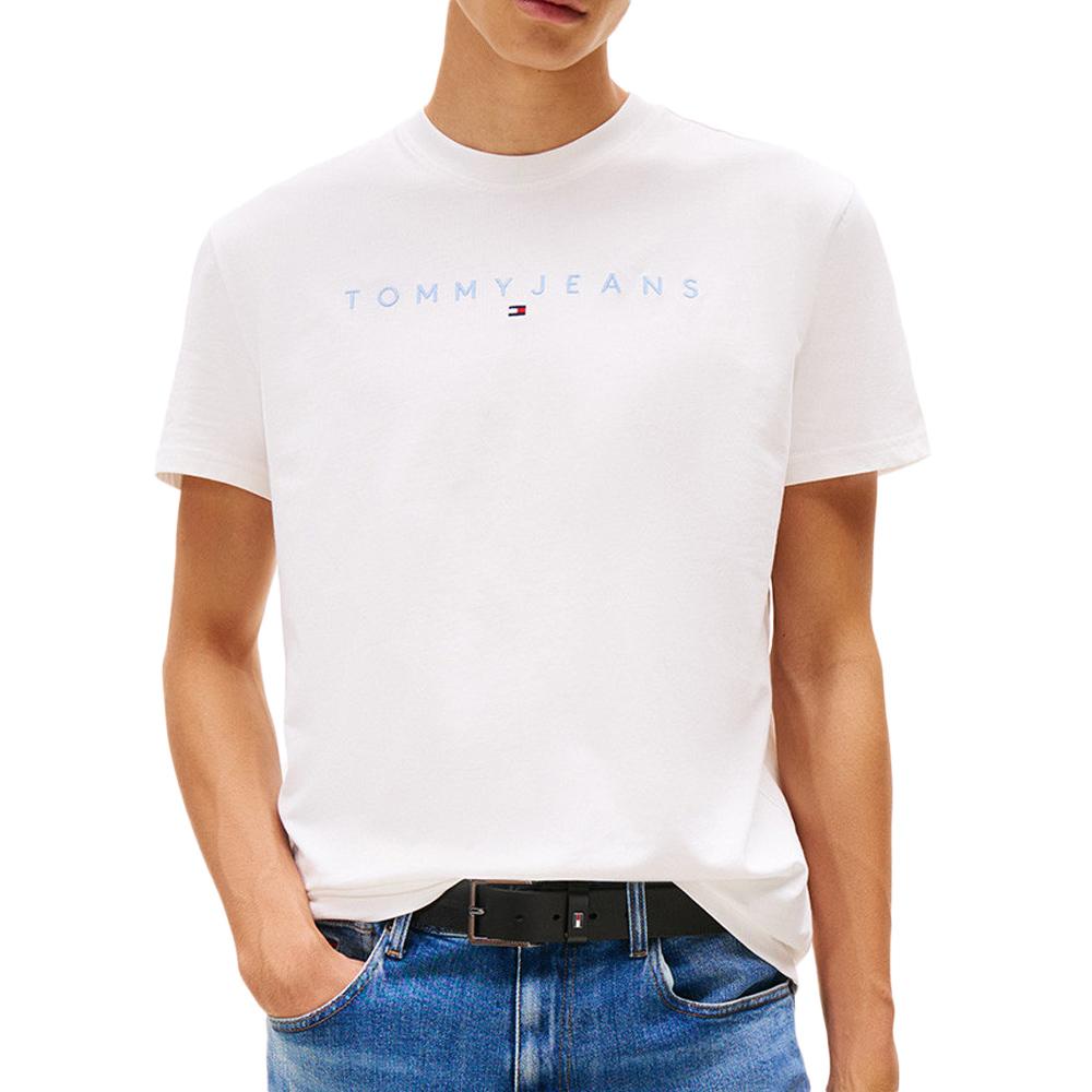 T-Shirt Blanc Homme Tommy Hilfiger Reg Linear pas cher
