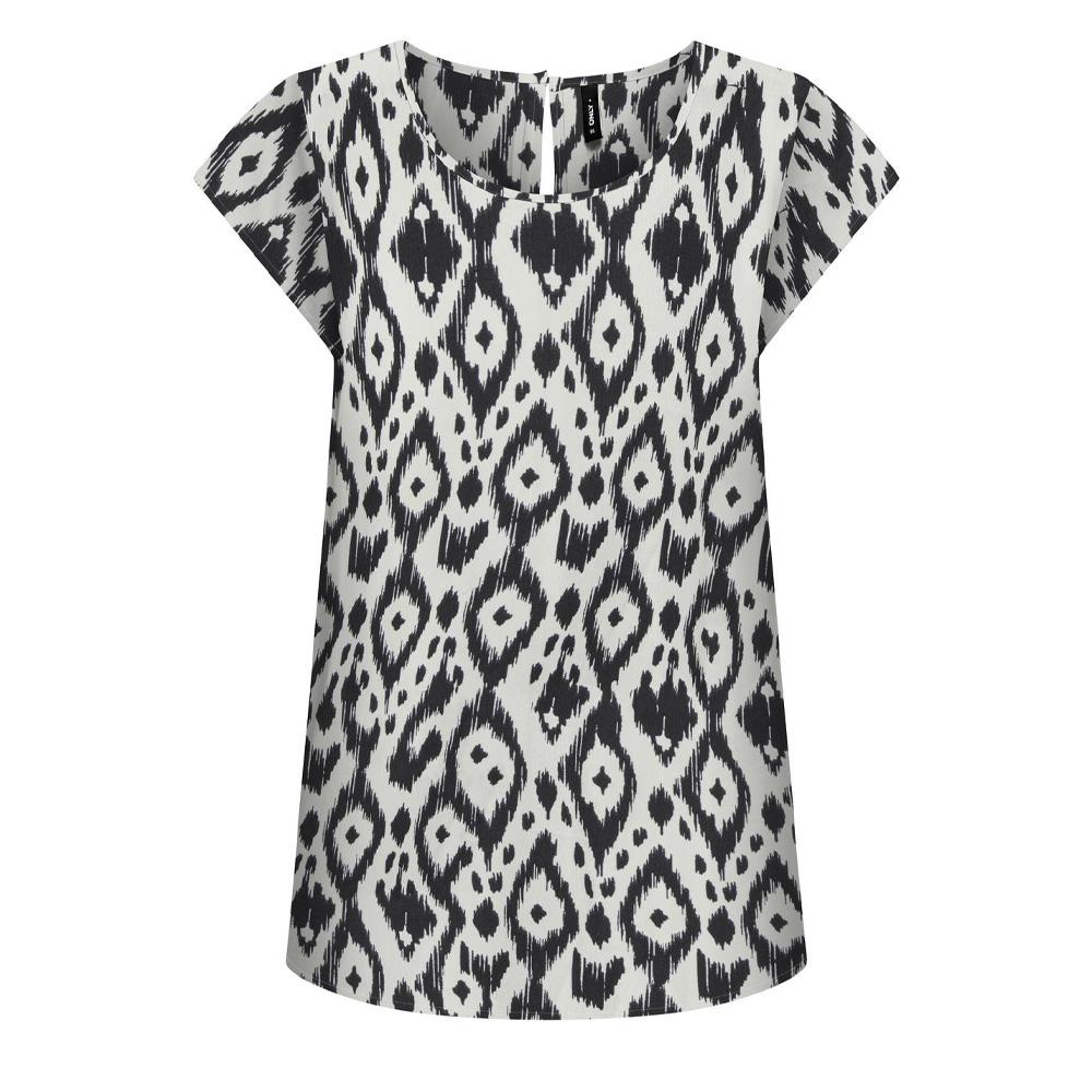 Blouse Blanche/Noir à motifs Femme Only Nova pas cher