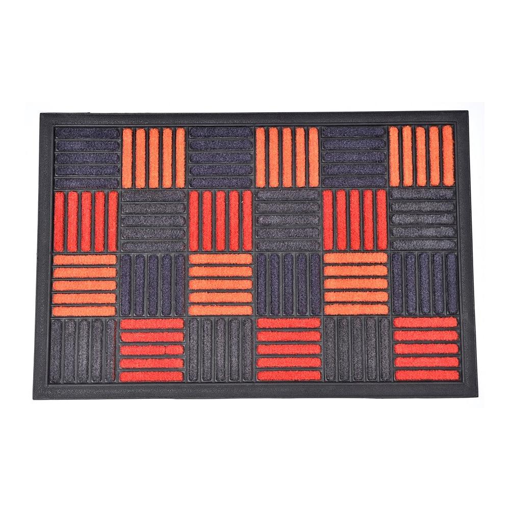Tapis Extérieur Imprimé Gris/Orange Luance 60x40cm Orange pas cher
