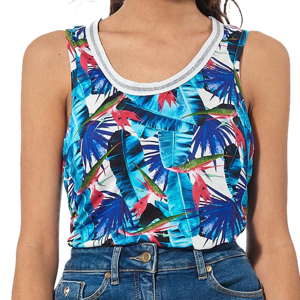 Débardeur Bleu à fleurs Femme Kaporal Kardi pas cher
