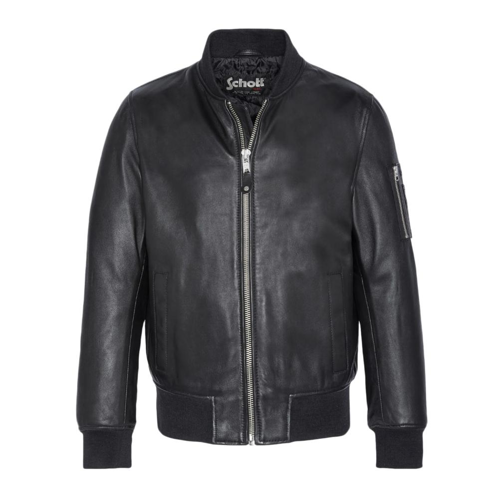 Blouson cuir Noir Homme Schott LCBOMBA pas cher