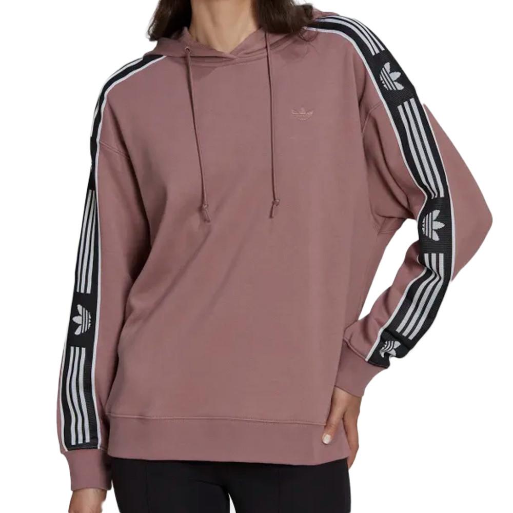Sweat Mauve Femme Adidas Tape Hoodie pas cher