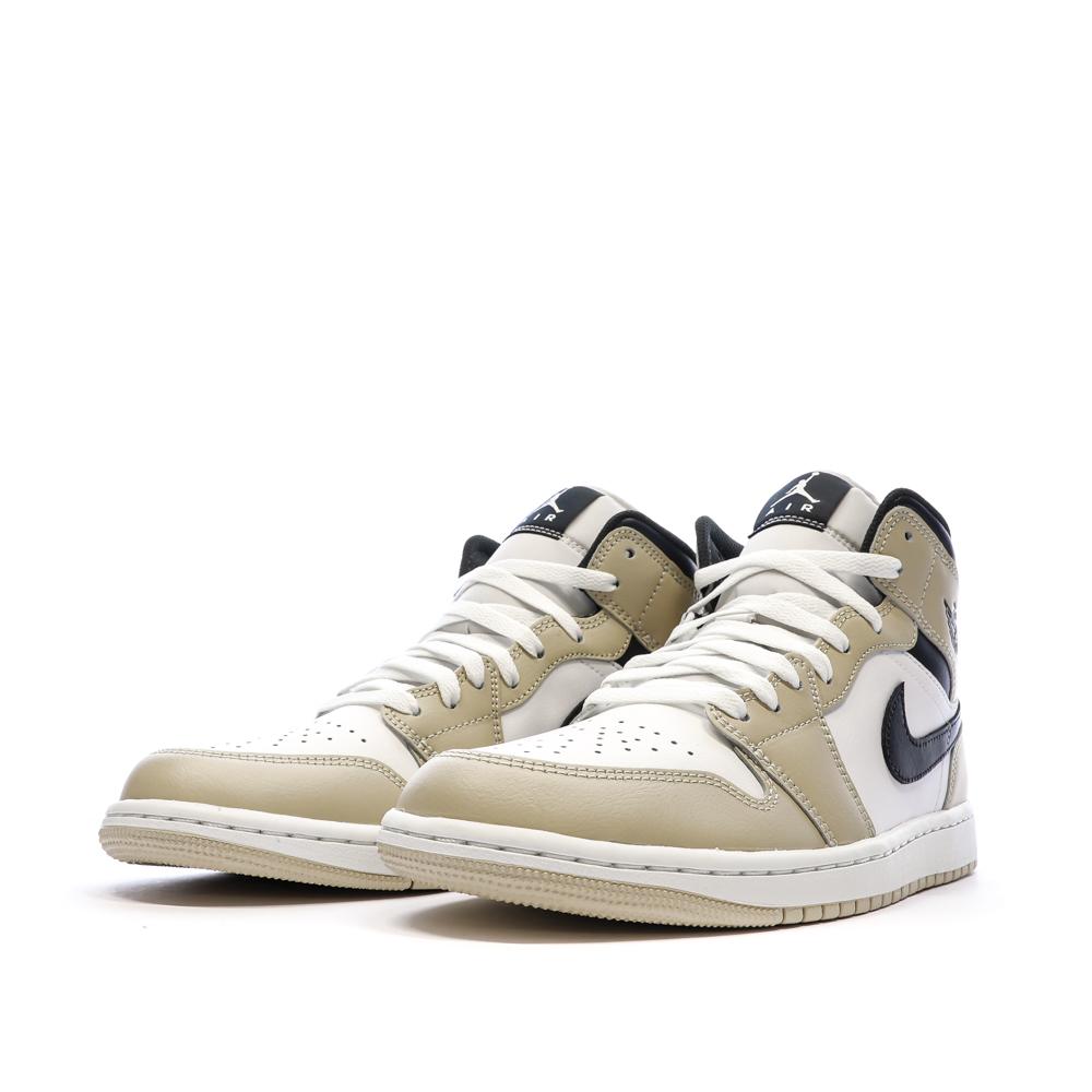 Air Jordan 1 Mid Blanche/Beige Homme Nike vue 6