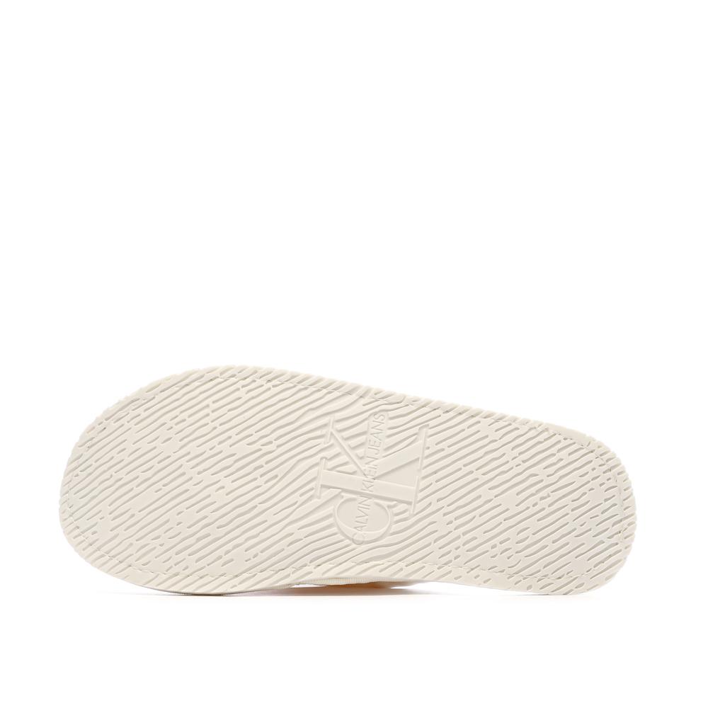 Chaussons Blanc Femme Calvin Klein Jeans Slipper Satin Moire vue 5