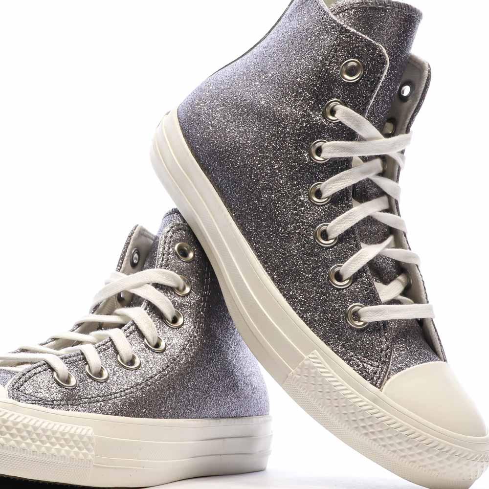 Baskets Grises à paillettes Femme Converse Chuck Taylor All Star vue 7