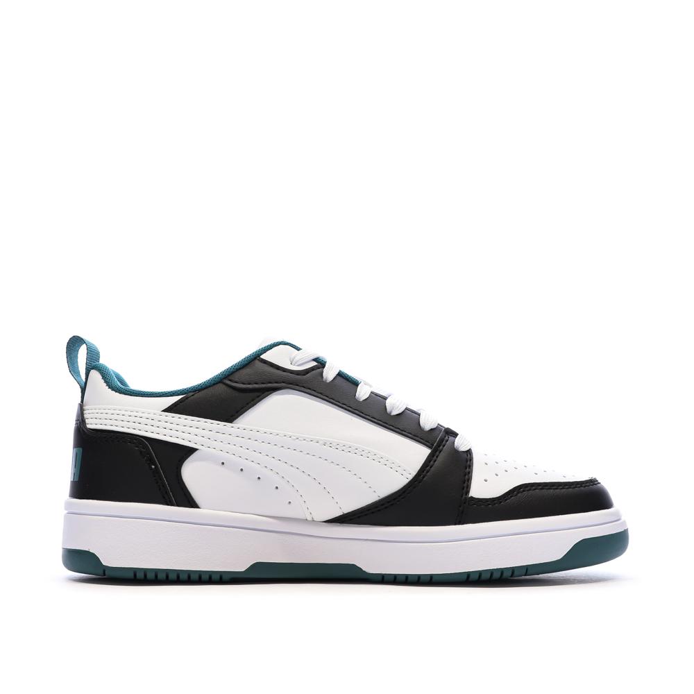 Baskets Noires/Blanches/Vertes Garçon Puma Rebound V6 vue 2