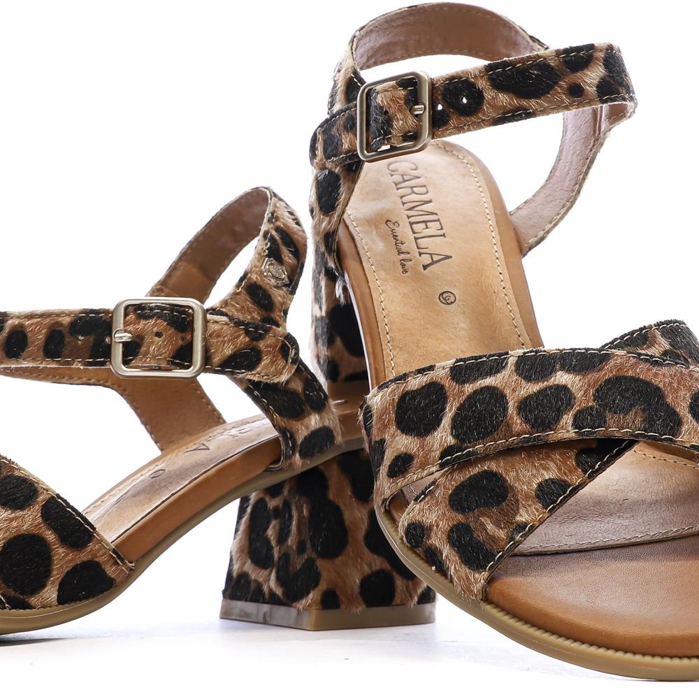 Sandales Marron/Noir Femme Carmela Leopardo vue 7