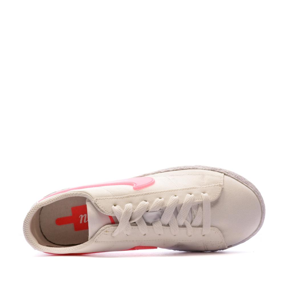 Baskets Blanche/Rose Femme Nike Blazer Low Pop vue 4