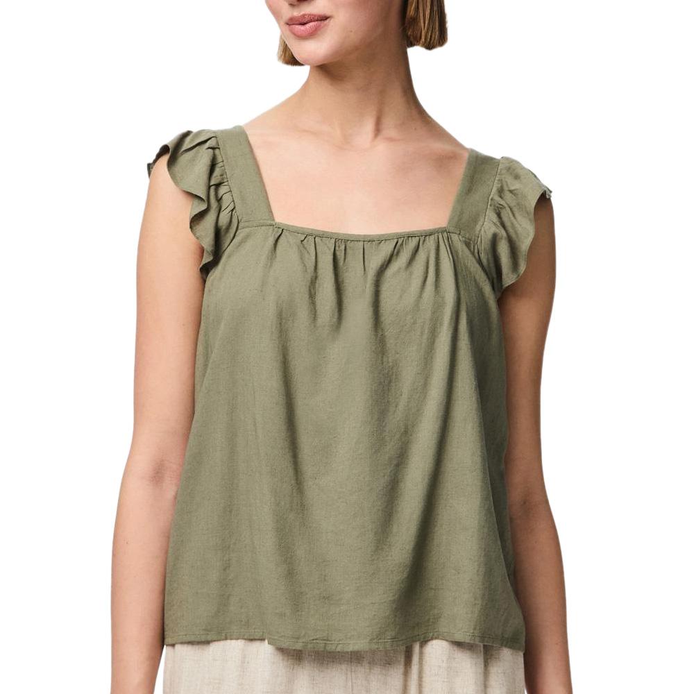 Camiseta de tirantes de mujer verde Pieces Pia barato