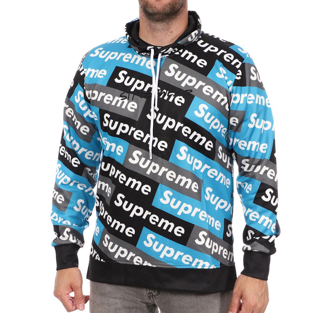 Sweat Bleu imprimé Homme Supreme Grip Wood pas cher