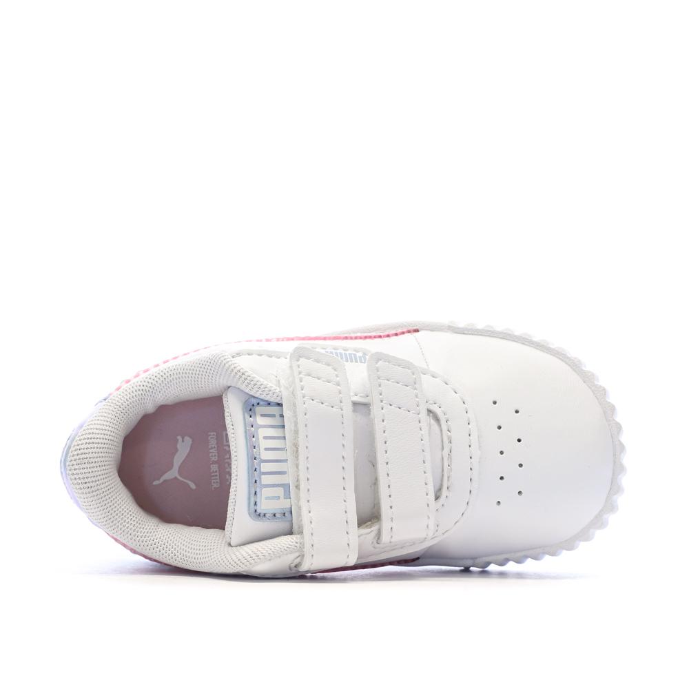 Baskets Blanche Fille Puma Carina 3.0 Blurry Dr vue 3