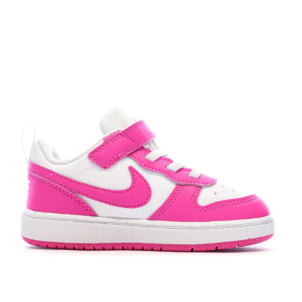 Baskets Rose/Blanc Enfant Nike Court Borough Low Recraf vue 2