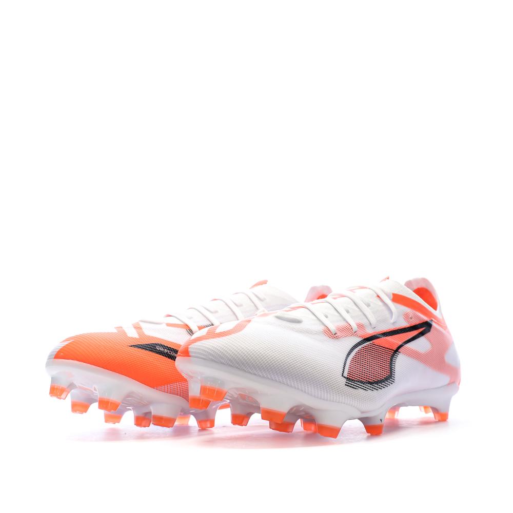 Chaussures de football Blanches/Oranges Homme Puma Ultra 5 Match vue 6