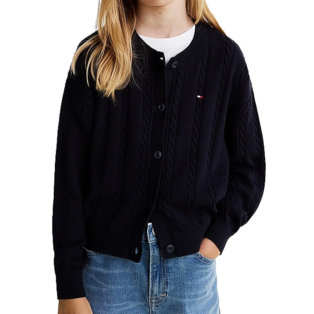 Gilet Marine Fille Tommy Hilfiger Cable pas cher