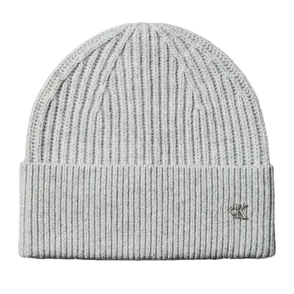 Bonnet Gris Femme Calvin Klein Jeans Ck Metal Wool pas cher