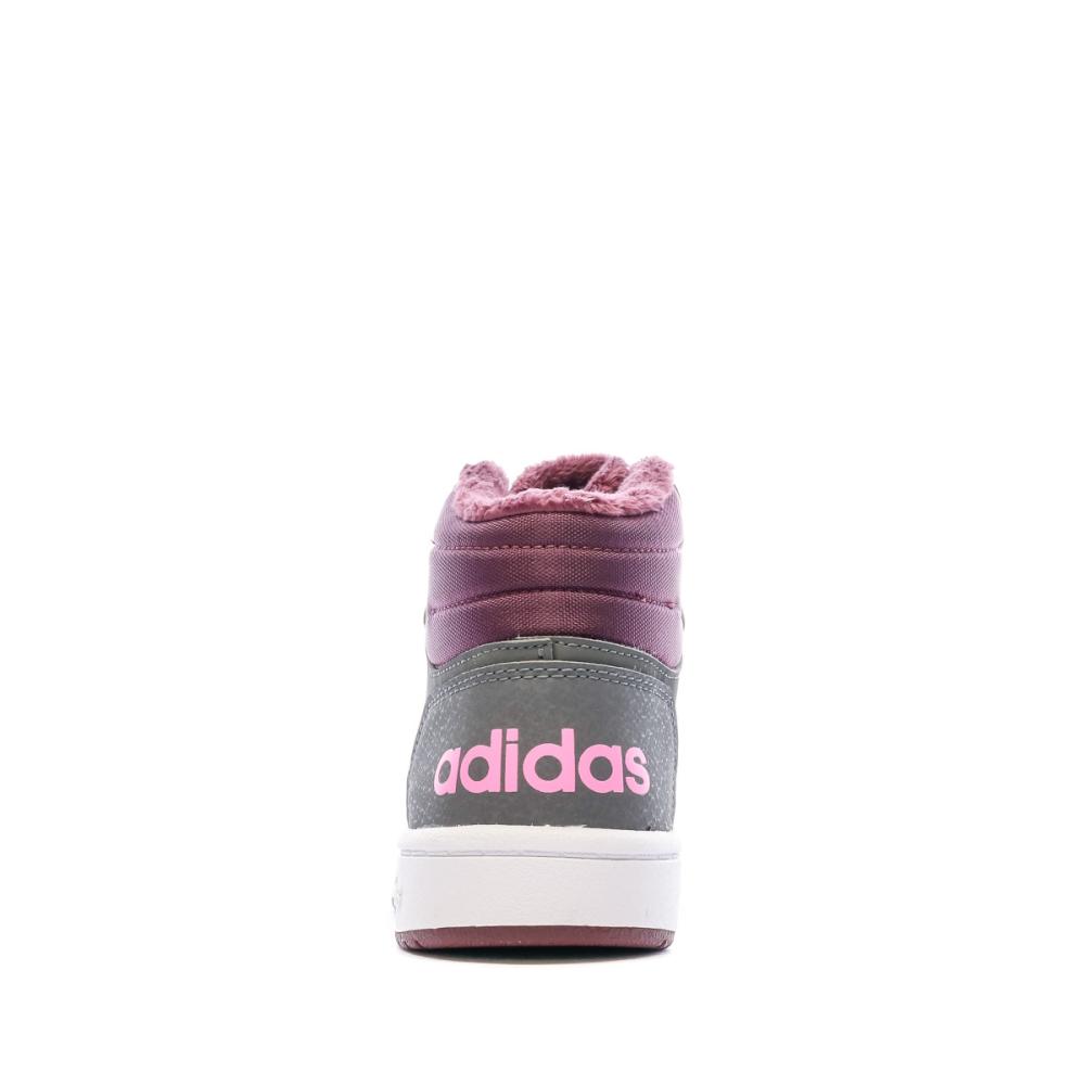 Baskets Grises Fille Adidas Hoops Mid 2.0 K vue 3