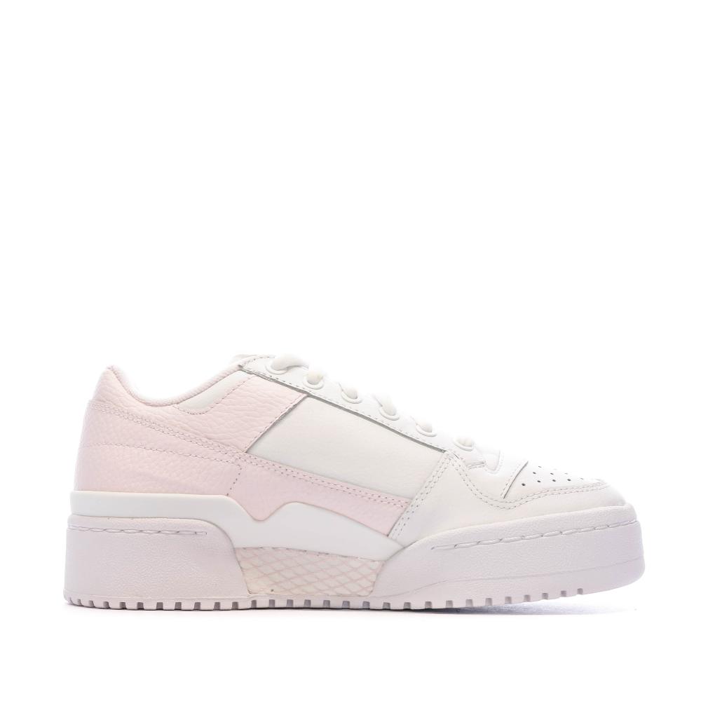 Baskets Blanches/Rose Femme Adidas Forum Bold vue 2