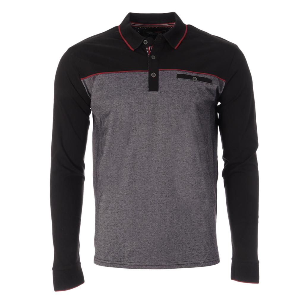 Polo Manches Longues Noir/Gris Homme RMS26 91234 pas cher