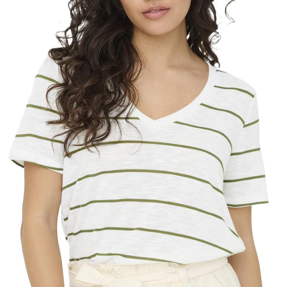 T-Shirt Blanc/Kaki Femme JDY Eve pas cher