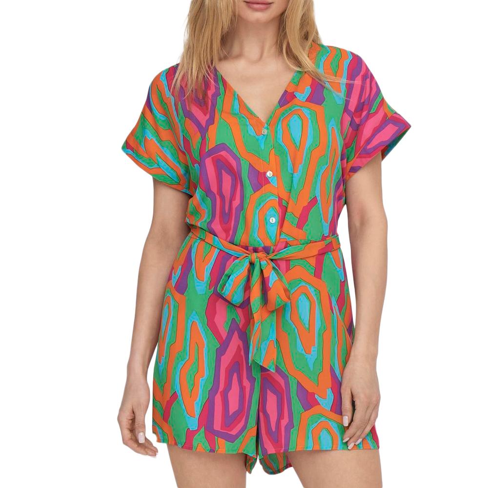 Combi-Short Vert/Orange Femme Only Life Poly Holly pas cher