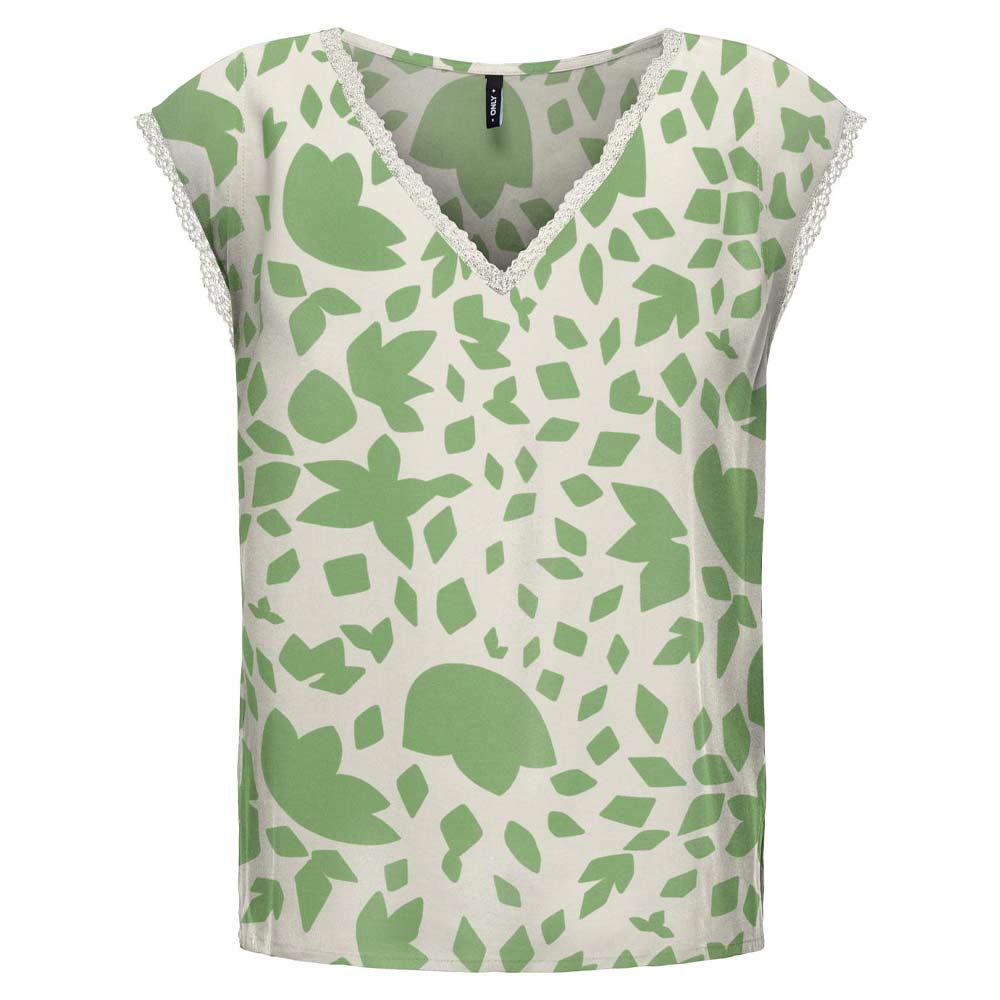 T-Shirt Beige/Vert Femme Only Selina pas cher