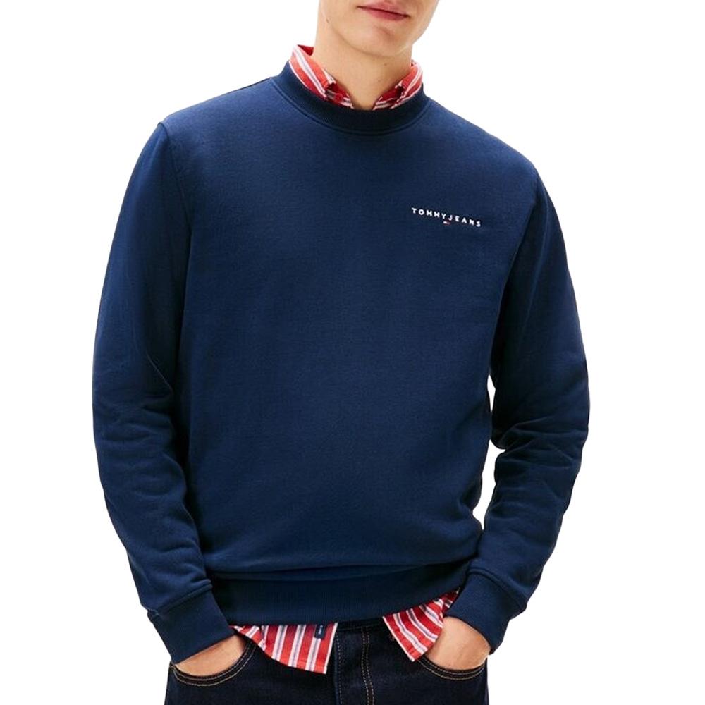 Sweat Marine Foncé Homme Tommy Hilfiger Linear Crew pas cher