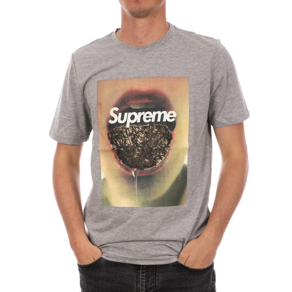 T-shirt Gris Homme Supreme Grip Gold pas cher