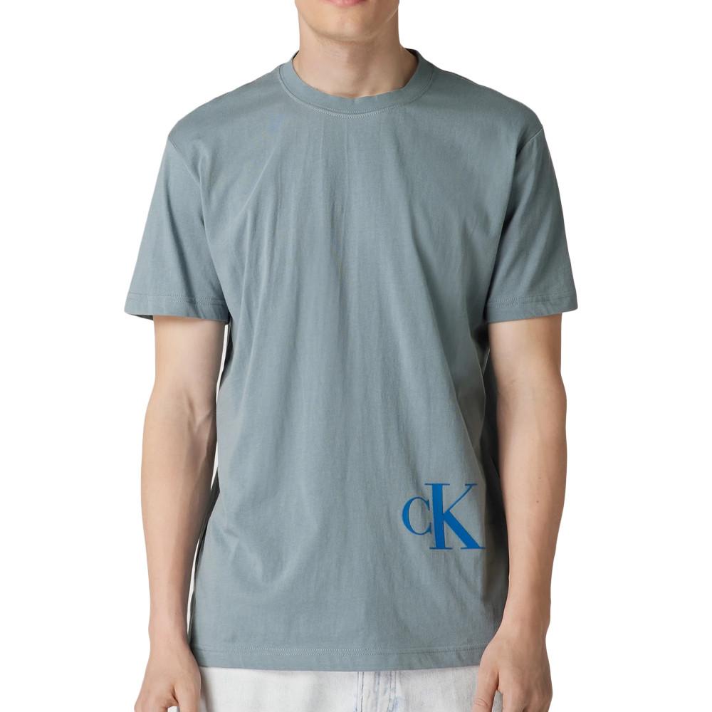 T-shirt Gris Homme Calvin Klein Jeans Color Off Placed pas cher