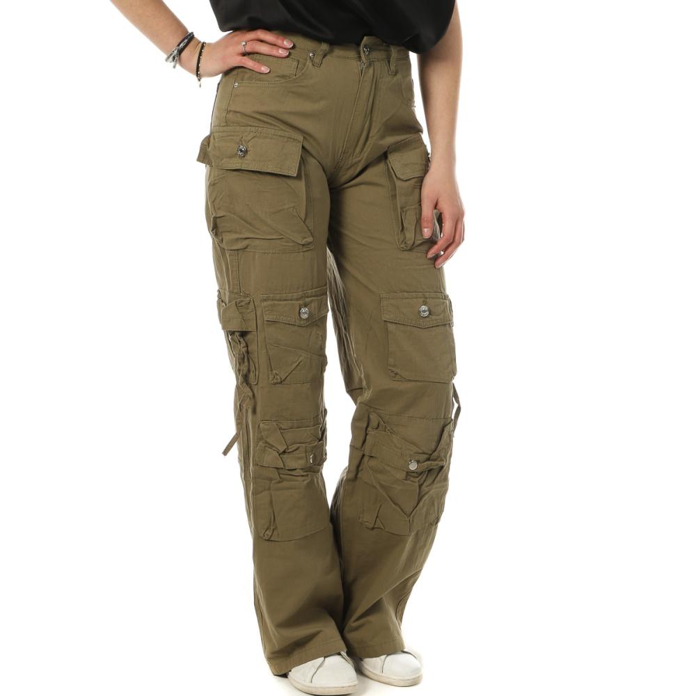Pantalon Cargo Kaki Femme Monday Premium L-3172-5 pas cher