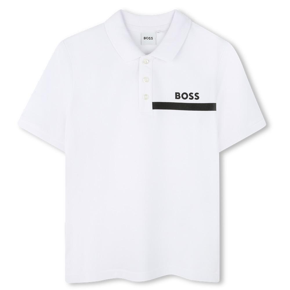 Weiß/Schwarzes Polohemd für Jungen von Hugo Boss J52730 günstig