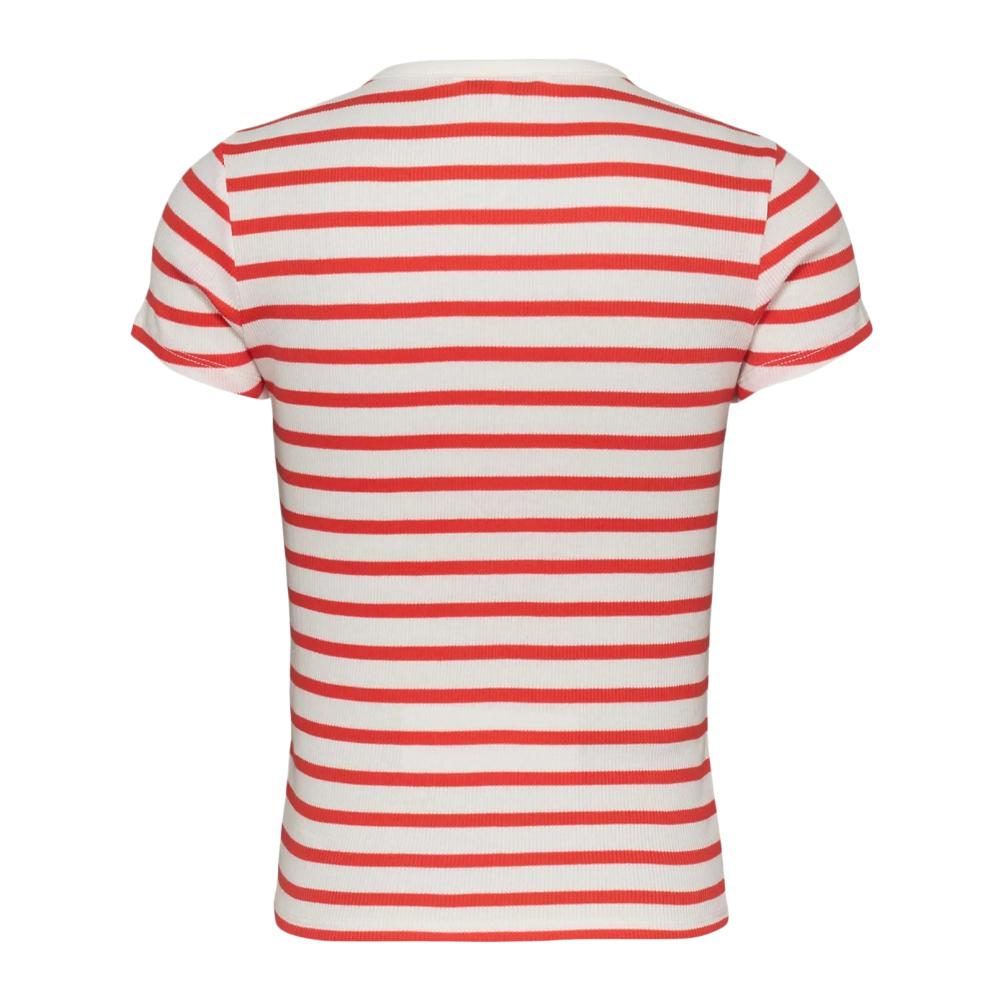 T-Shirt Rouge/Blanc Femme Tommy Hilfiger Slim Button vue 2