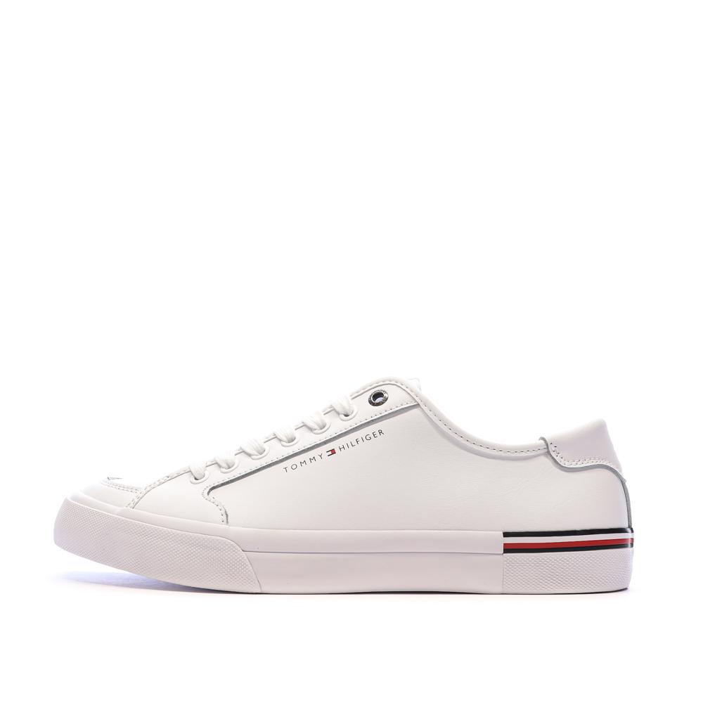 Baskets Blanches Cuir Homme Tommy Hilfiger Core Corporate Vulc pas cher