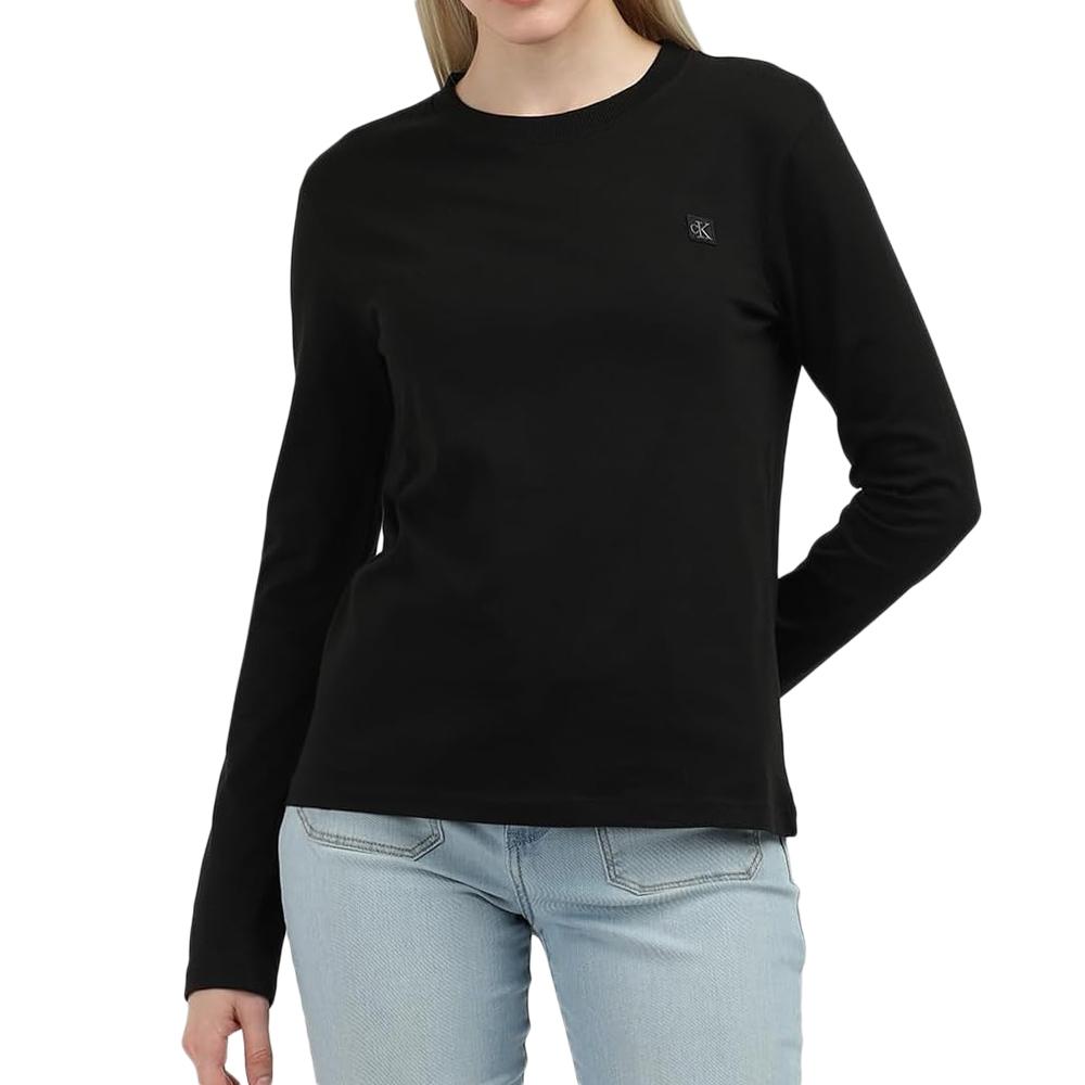 T-shirt Manches Longues Noir Femme Calvin Klein Jeans Lon pas cher