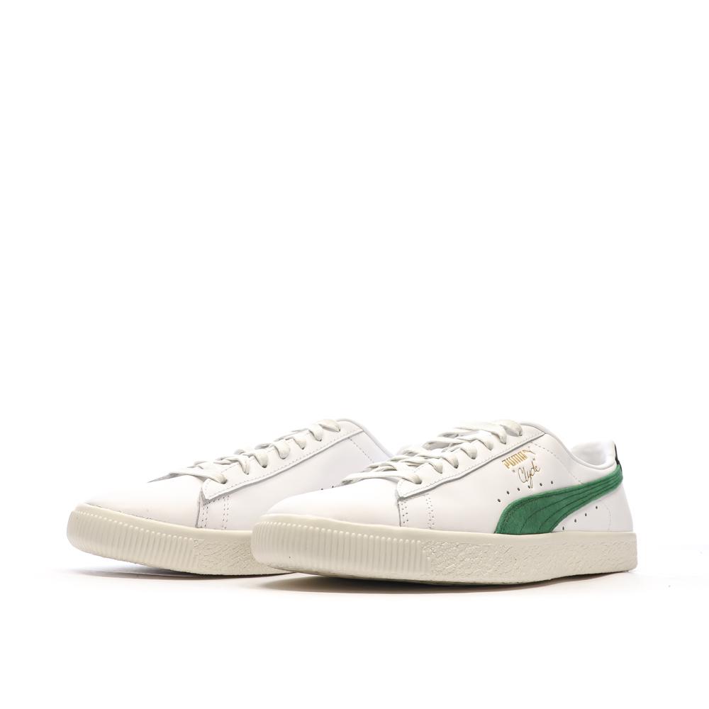 Baskets Blanches/Vertes Homme Puma Clyde Base vue 6