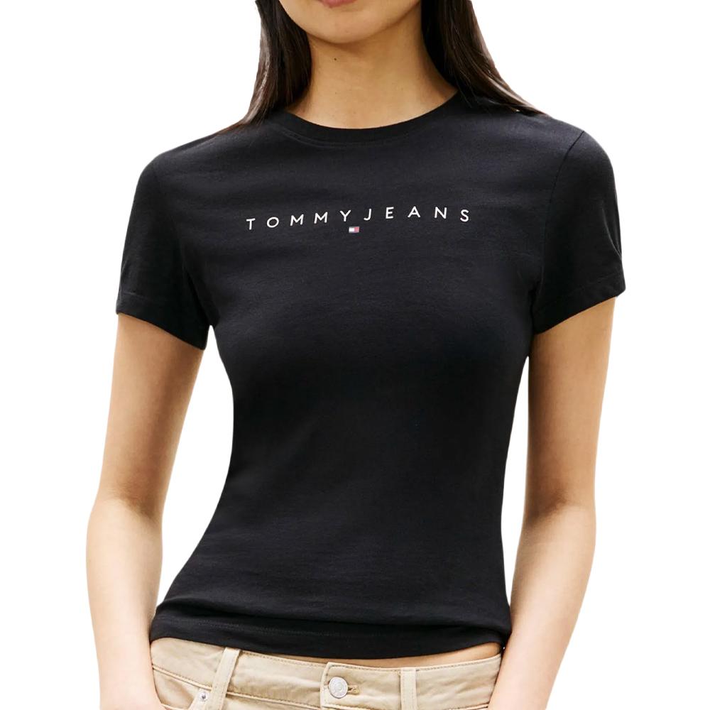 T-shirt Slim Noir Femme Tommy Hilfiger Linear pas cher