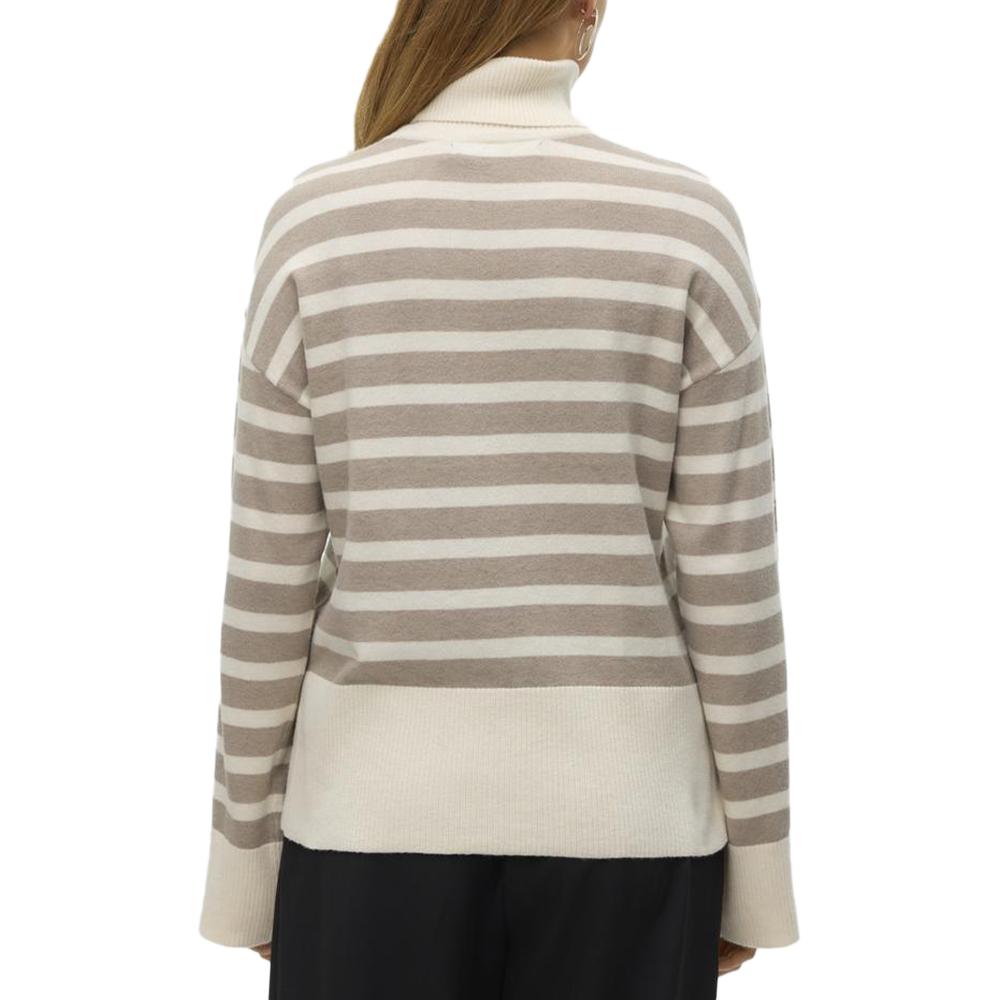 Pull Blanc/Marron Femme Vero Moda Fantastic Rollneck vue 2